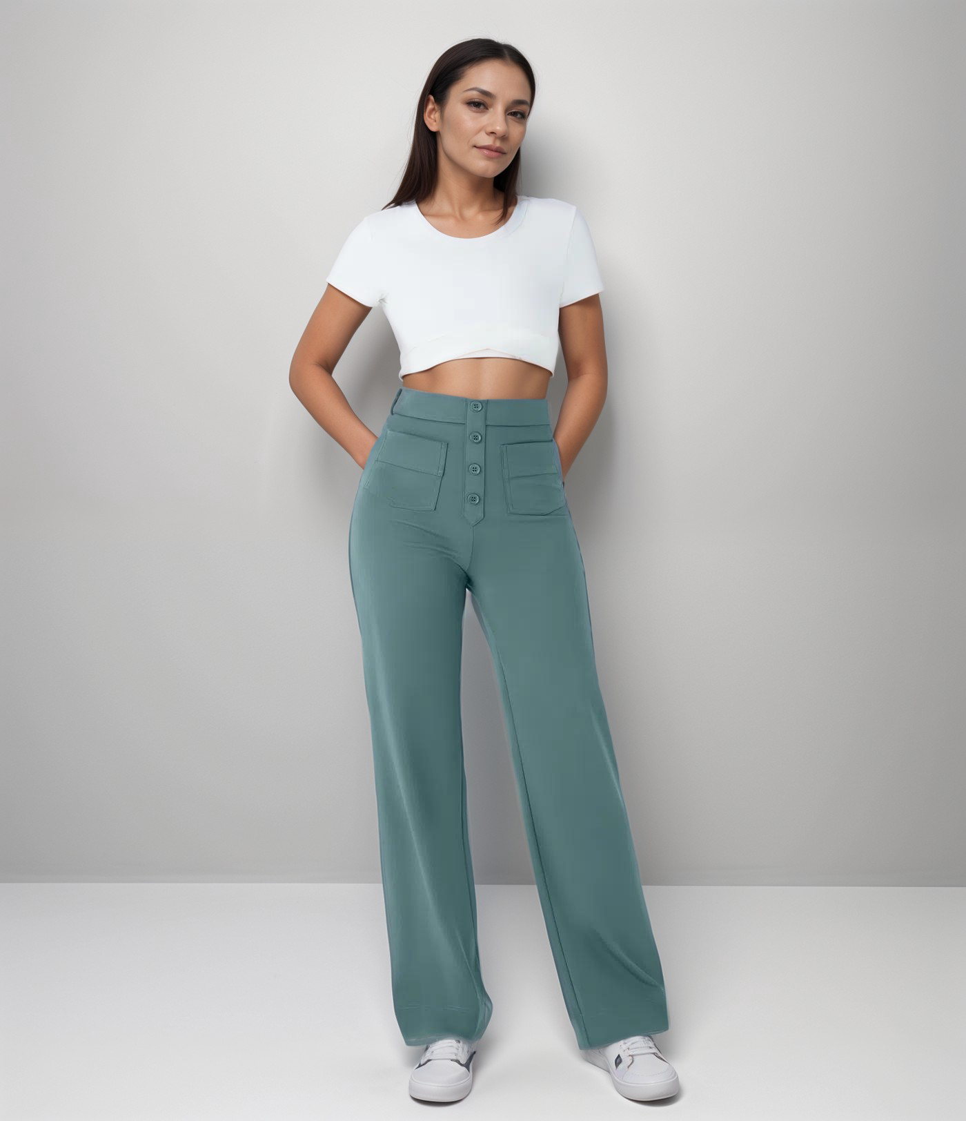 High-Waist Comfort Fit Trousers