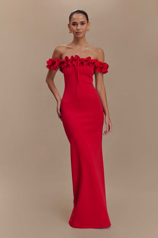 Red Enchantment Ruffle Maxi