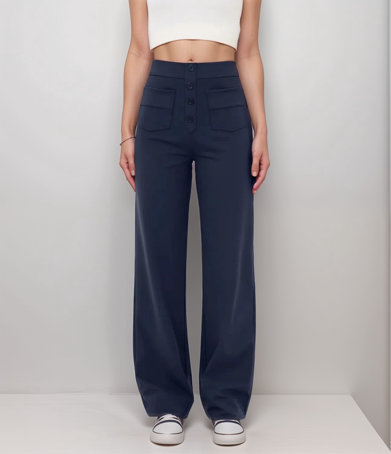 High-Waist Comfort Fit Trousers