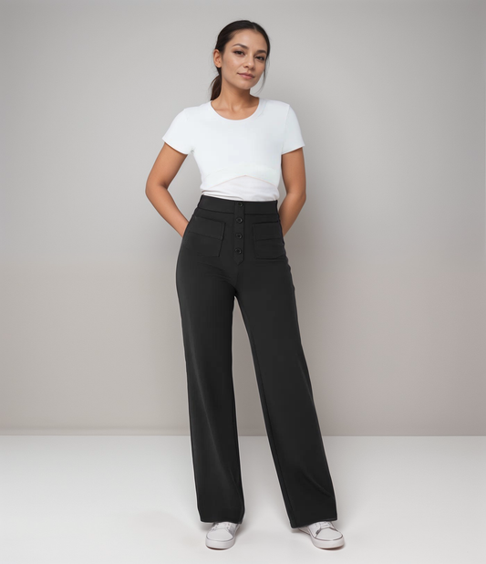 High-Waist Comfort Fit Trousers