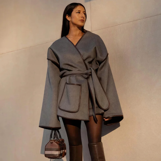 Timeless Grey Belted Overcoat