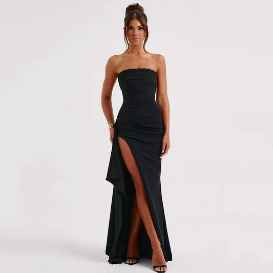 Elegant High-Slit Backless Dress