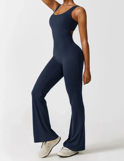 Chic V-Cut Flare Jumpsuit