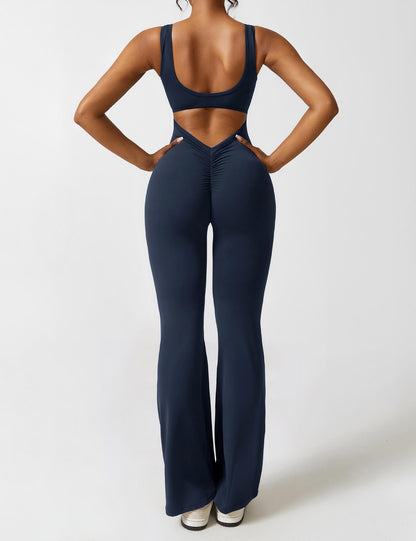 Chic V-Cut Flare Jumpsuit