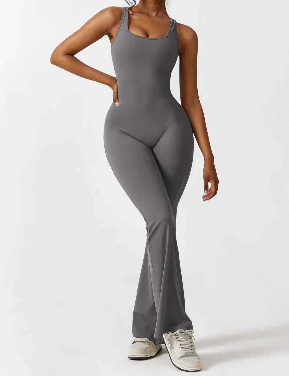 Chic V-Cut Flare Jumpsuit