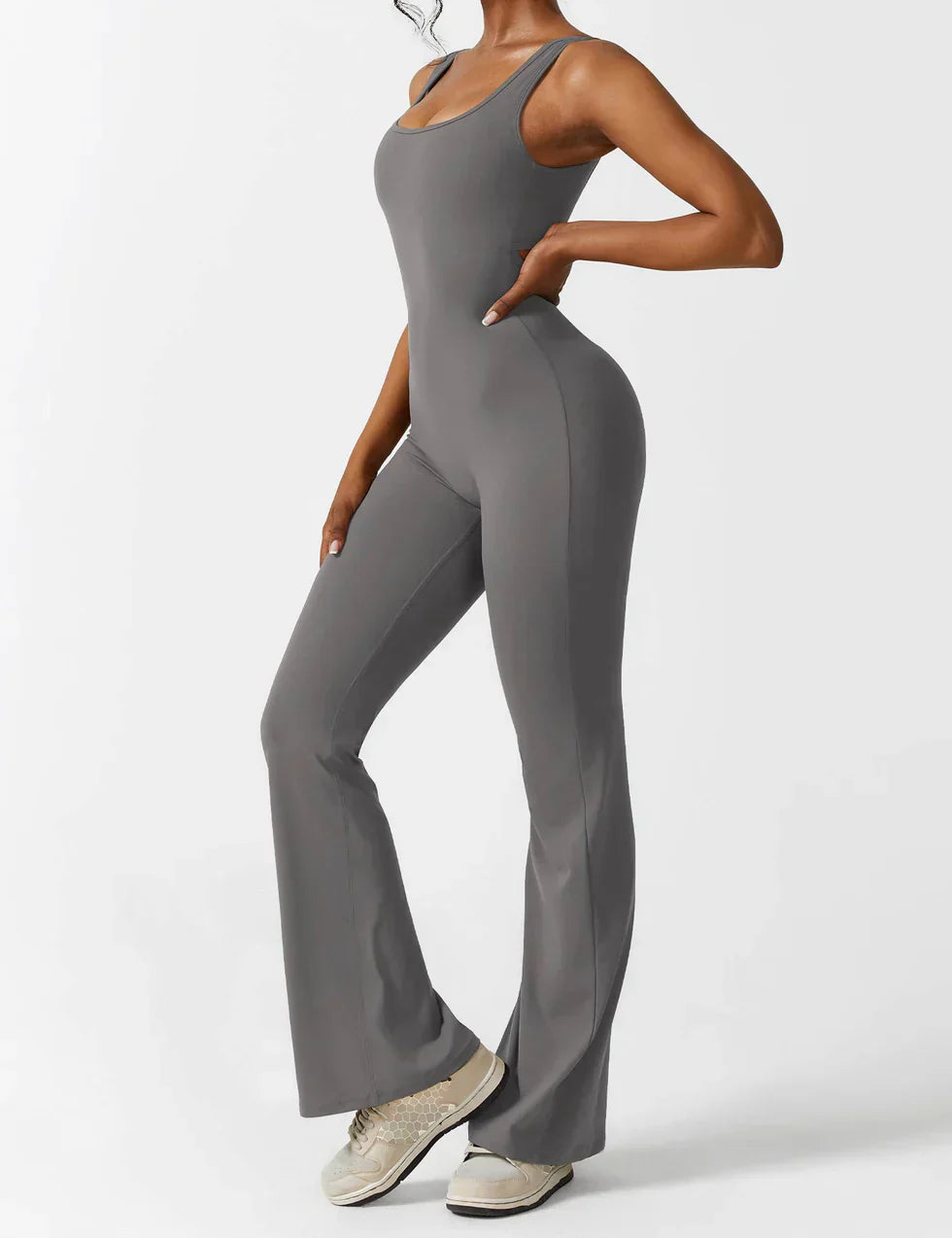 Chic V-Cut Flare Jumpsuit