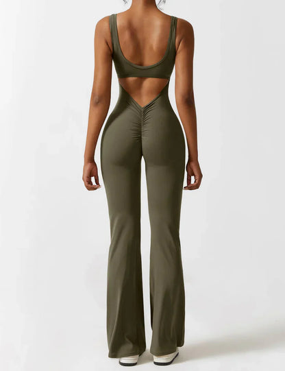 Chic V-Cut Flare Jumpsuit