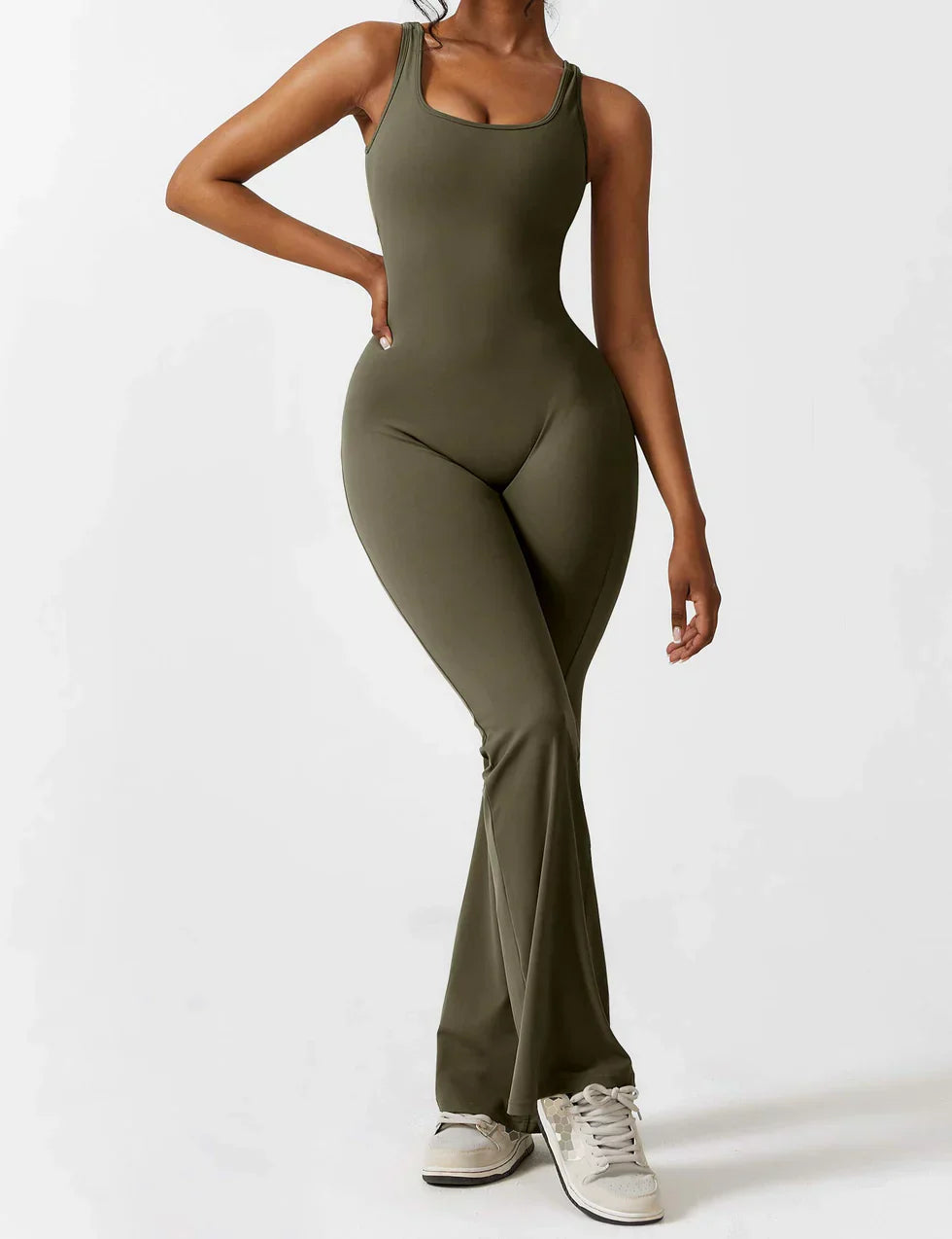 Chic V-Cut Flare Jumpsuit