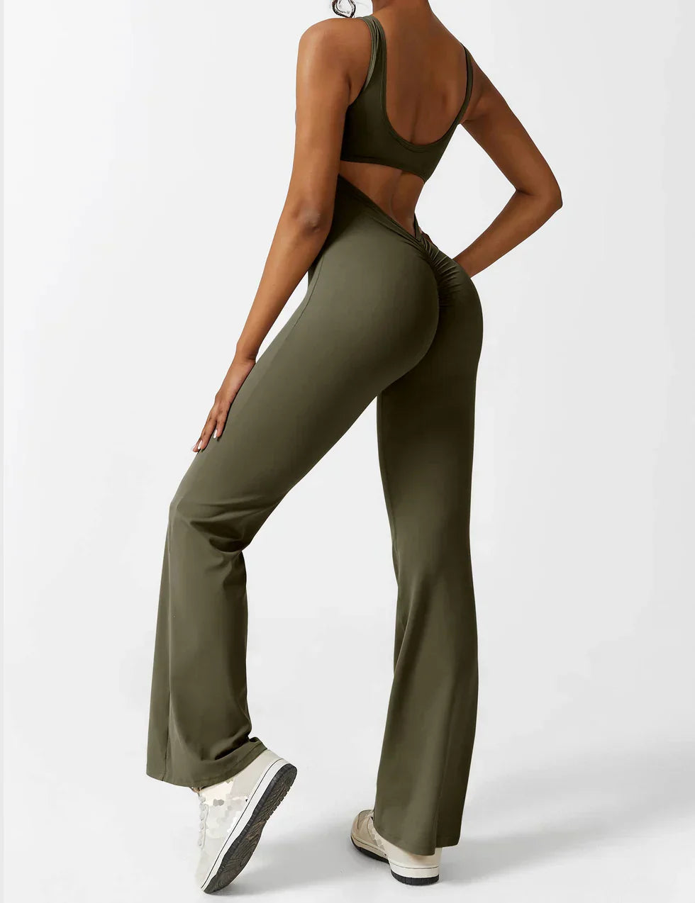 Chic V-Cut Flare Jumpsuit