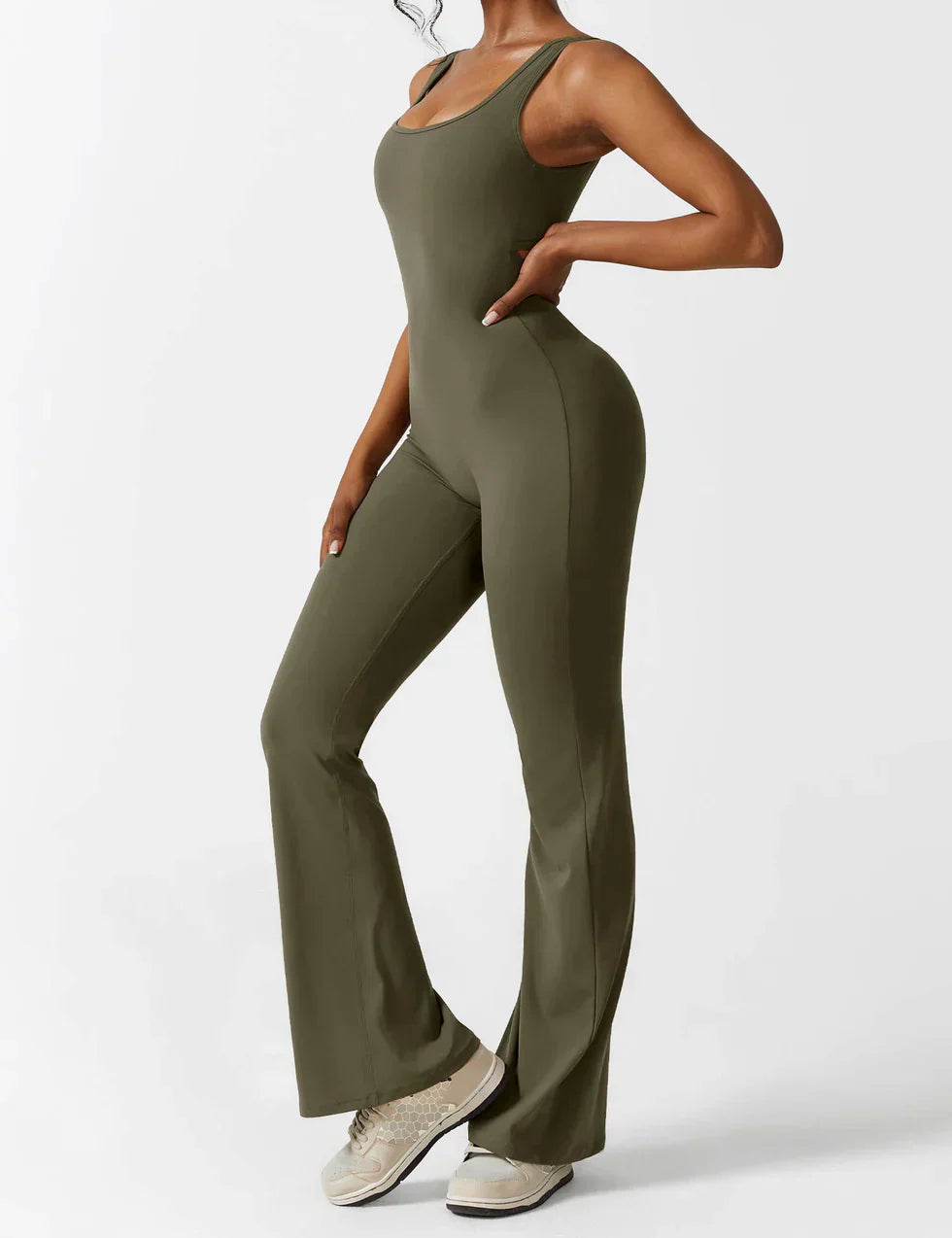 Chic V-Cut Flare Jumpsuit